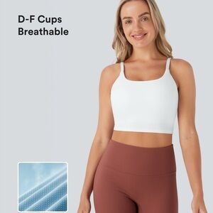 HALARA White Sports Bra for D-F Cups